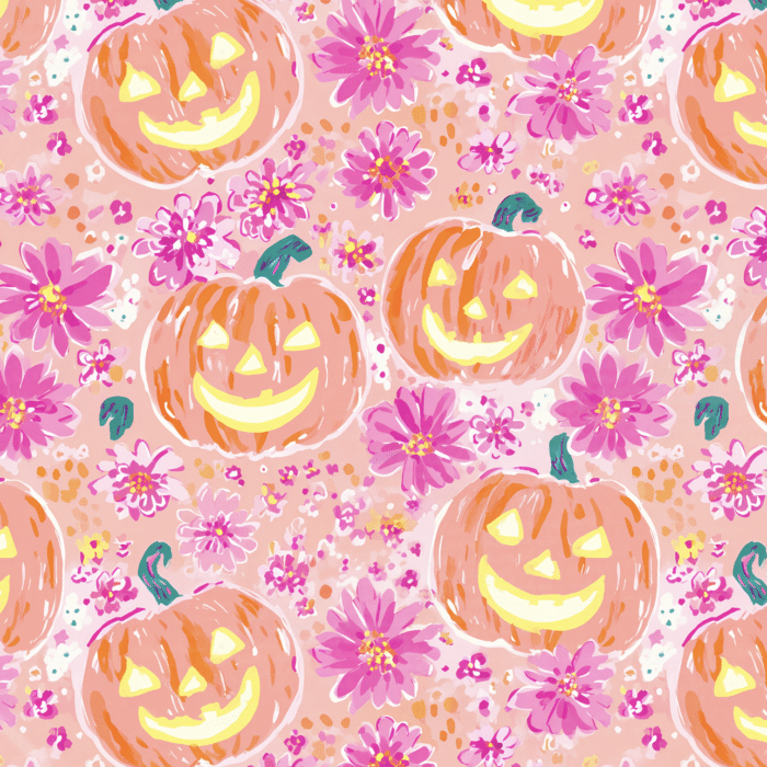 Tissu Imprimé Citrouille Halloween Fleuri, 10 tissus au choix
