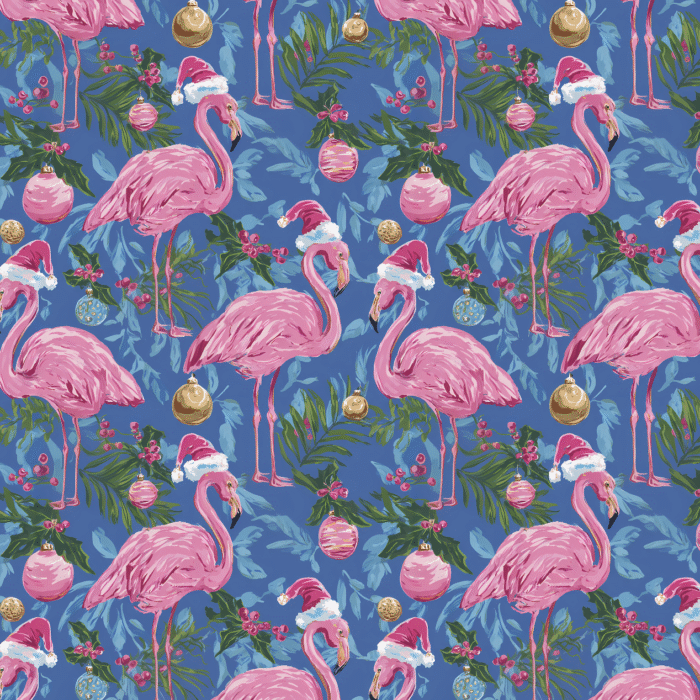 Tissu Imprimé Noel Flamant Rose Bleu, 11 tissus au choix