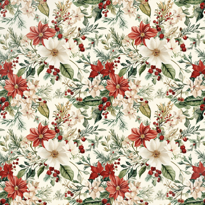 Tissu Imprimé Noel Fleuri Laura, 10 tissus au choix