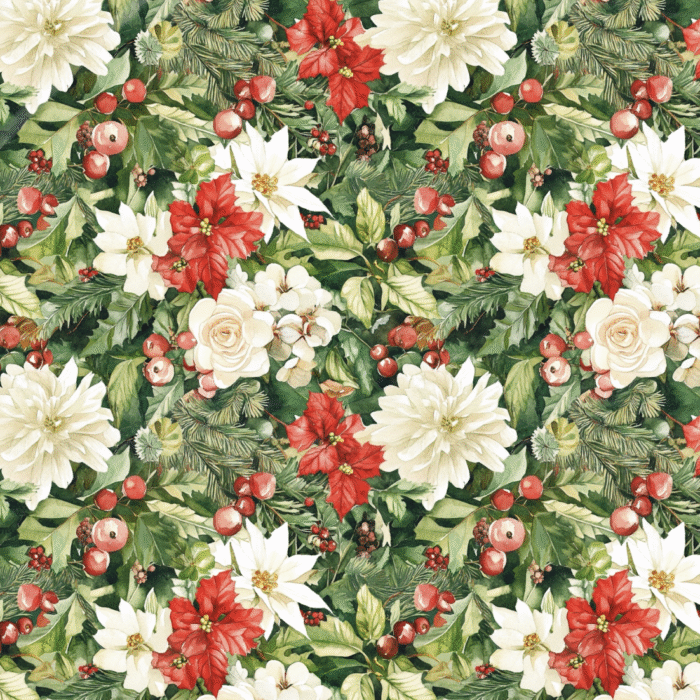 Tissu Imprimé Noel Fleuri Adèle, 10 tissus au choix