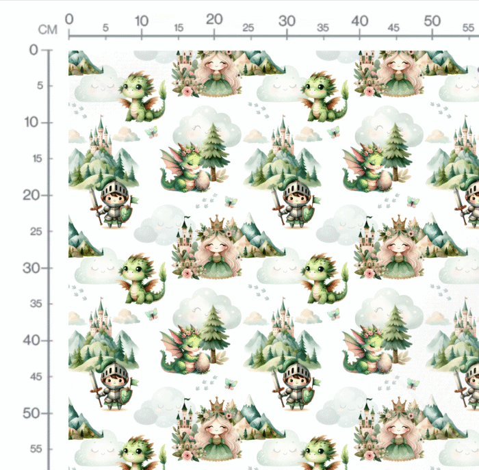 Tissu Imprimé Dragon Chevalier Vert, 11 tissus au choix – Image 2