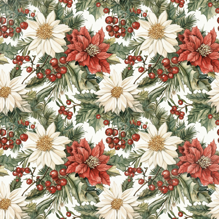 Tissu Imprimé Noel Fleuri Audrey, 10 tissus au choix