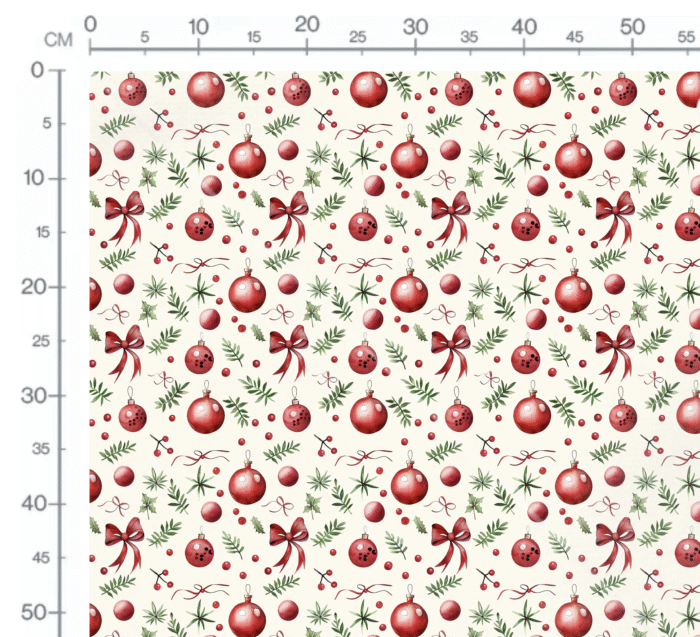 Tissu Imprimé Brindilles Boules de Noel, 11 tissus au choix – Image 2