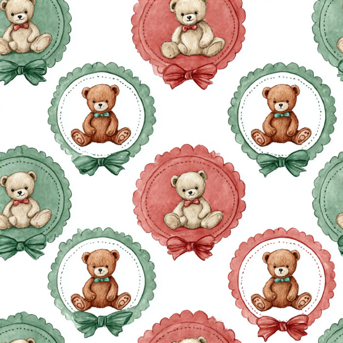 Tissu Imprimé Noel Poésie Ourson, 10 tissus au choix