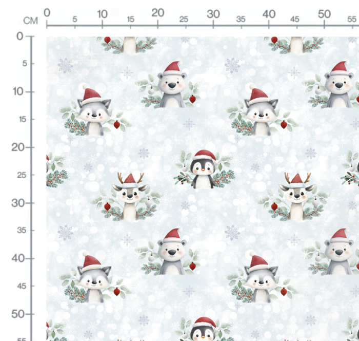 Tissu Imprimé Noel Animaux Neige, 11 tissus au choix – Image 2