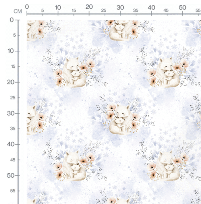 Tissu Imprimé Bébé Loup Fleurs, 10 tissus au choix – Image 2