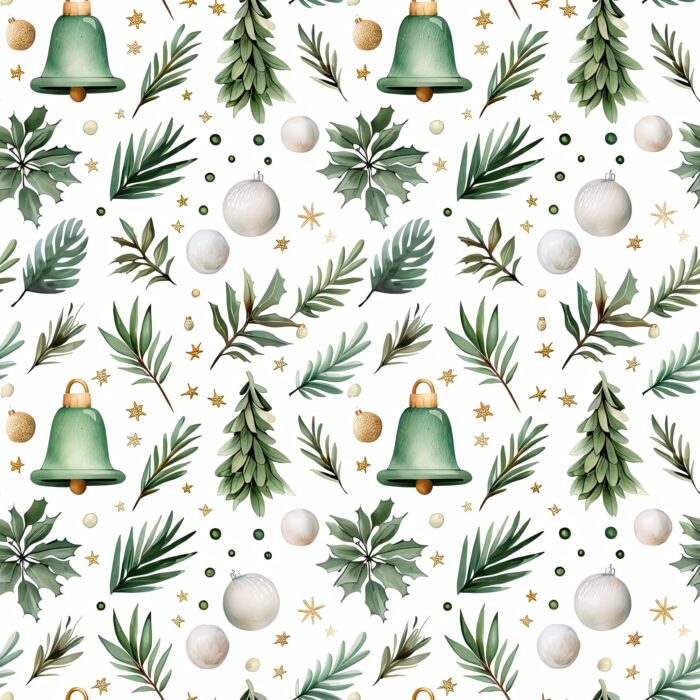 Tissu Imprimé Cloche Noel Brindilles, 11 tissus au choix