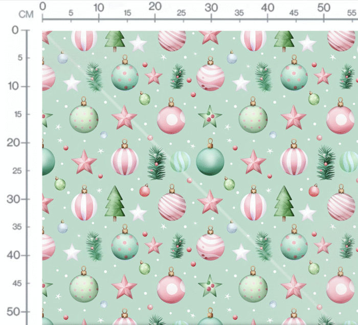 Tissu Imprimé Boules Noel Rose Menthe, 11 tissus au choix – Image 2
