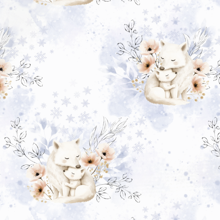Tissu Imprimé Bébé Loup Fleurs, 10 tissus au choix