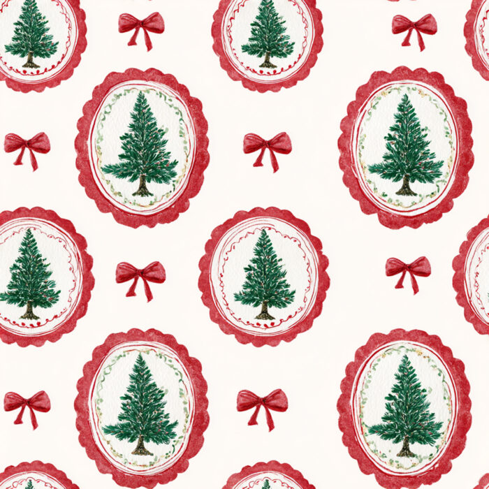 Tissu Imprimé Noel Poésie Rouge Sapin, 10 tissus au choix