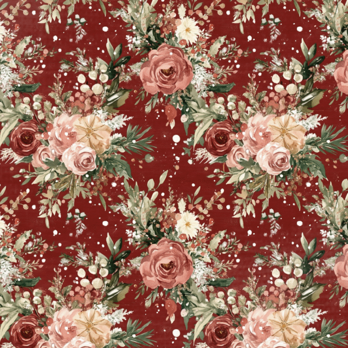 Tissu Imprimé Noel Fleuri Aurelie, 10 tissus au choix
