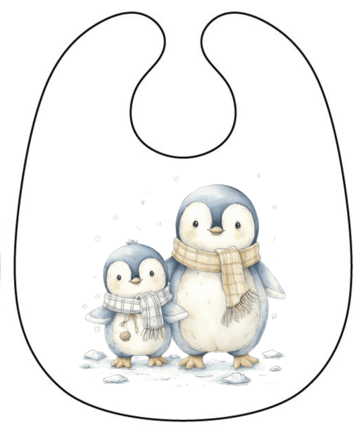 Panneau Bavoir de Noel Vintage Pingouin