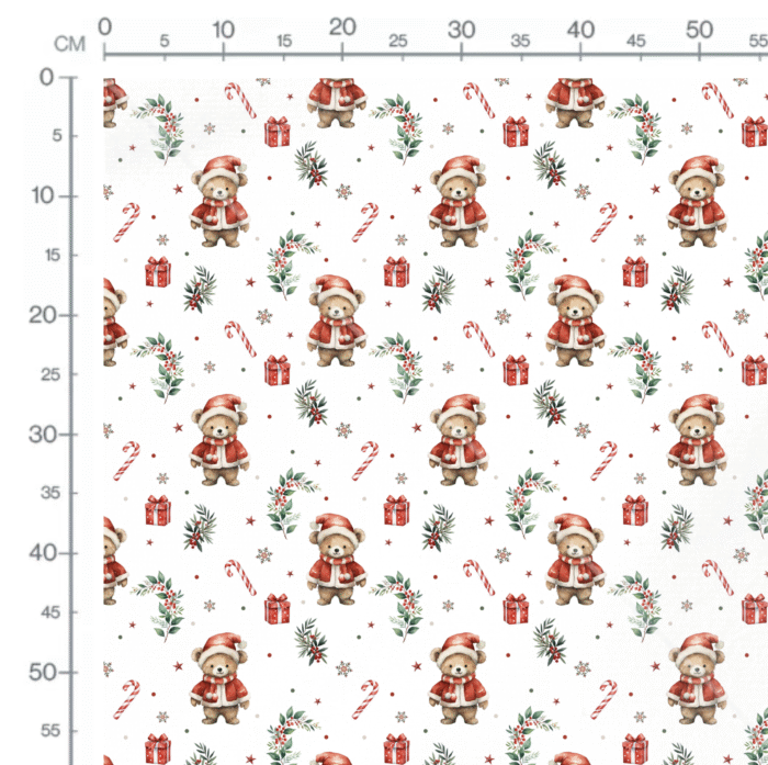 Tissu Imprimé Noel Adorable Ourson Blanc, 11 tissus au choix – Image 2
