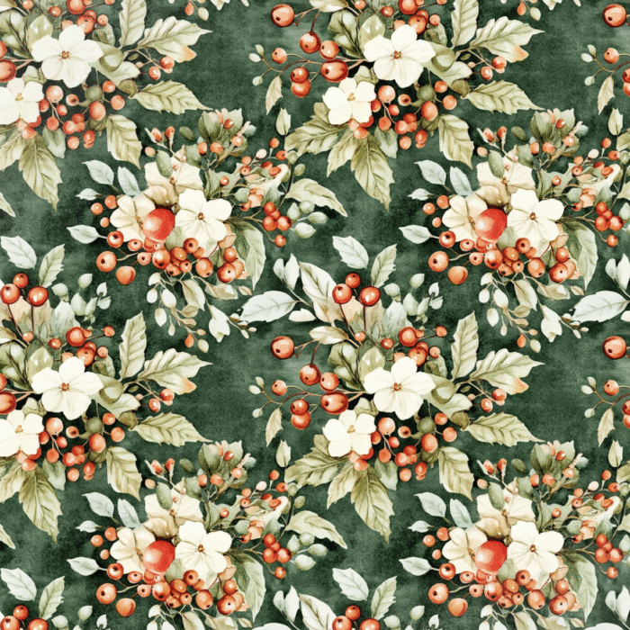 Tissu Imprimé Noel Fleuri Céline, 10 tissus au choix