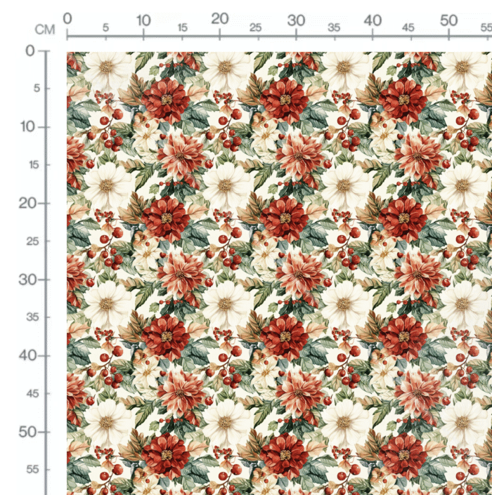 Tissu Imprimé Noel Fleuri Nathalie, 10 tissus au choix – Image 2