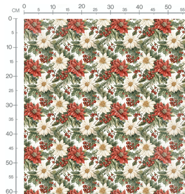 Tissu Imprimé Noel Fleuri Audrey, 10 tissus au choix – Image 2