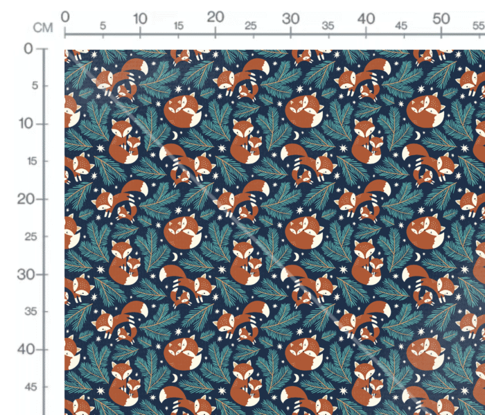 Tissu Imprimé Hiver Renard Orange Sapin, 11 tissus au choix – Image 2