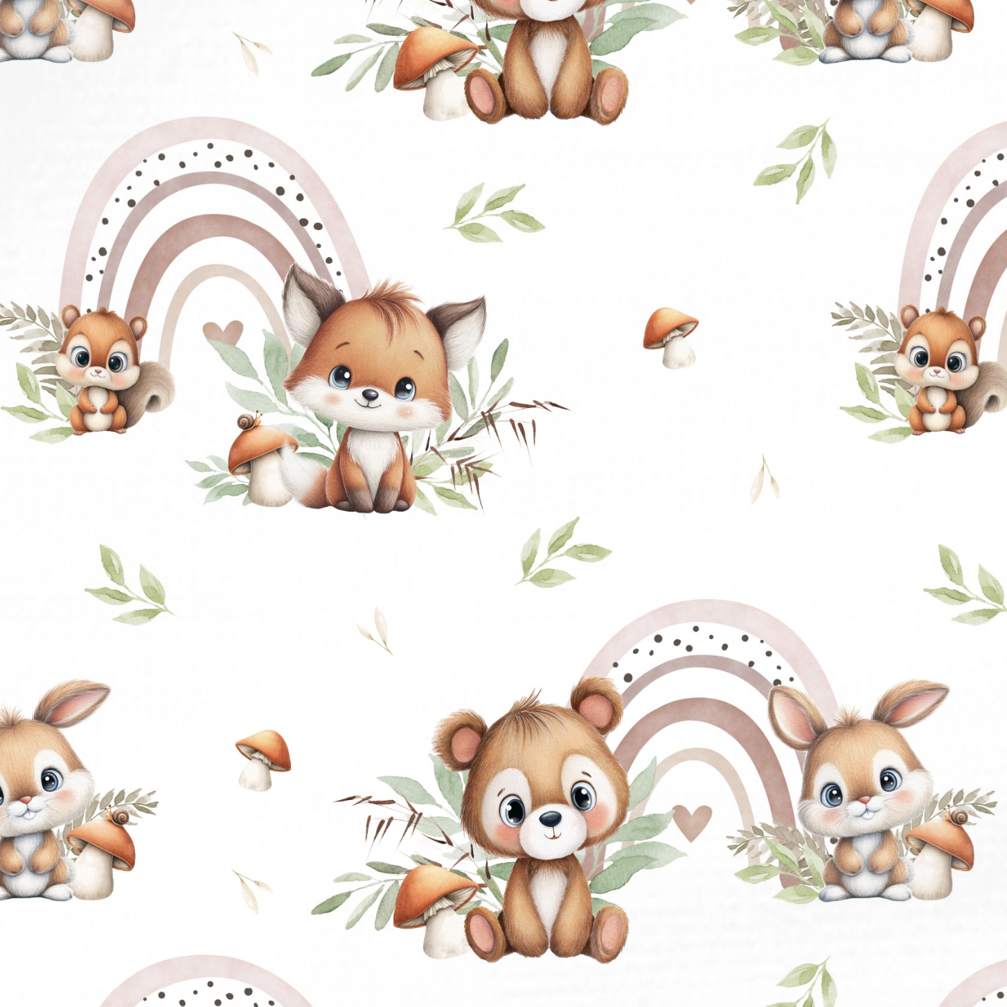 Tissu Imprimé Animaux Foret Arc-en-ciel, 10 tissus au choix