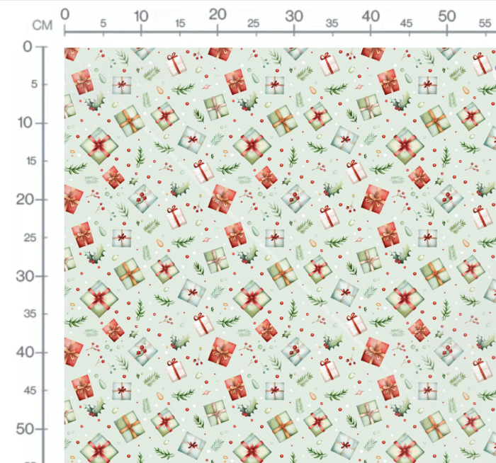 Tissu Imprimé Noel Cadeaux Vert Menthe, 11 tissus au choix – Image 2