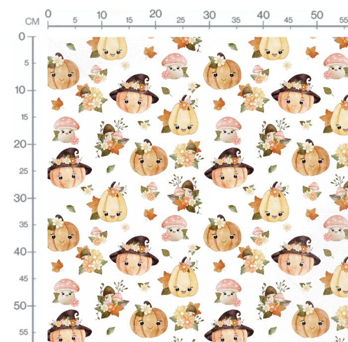 Tissu Imprimé Citrouille et Champignon Fleurs, 10 tissus au choix – Image 2