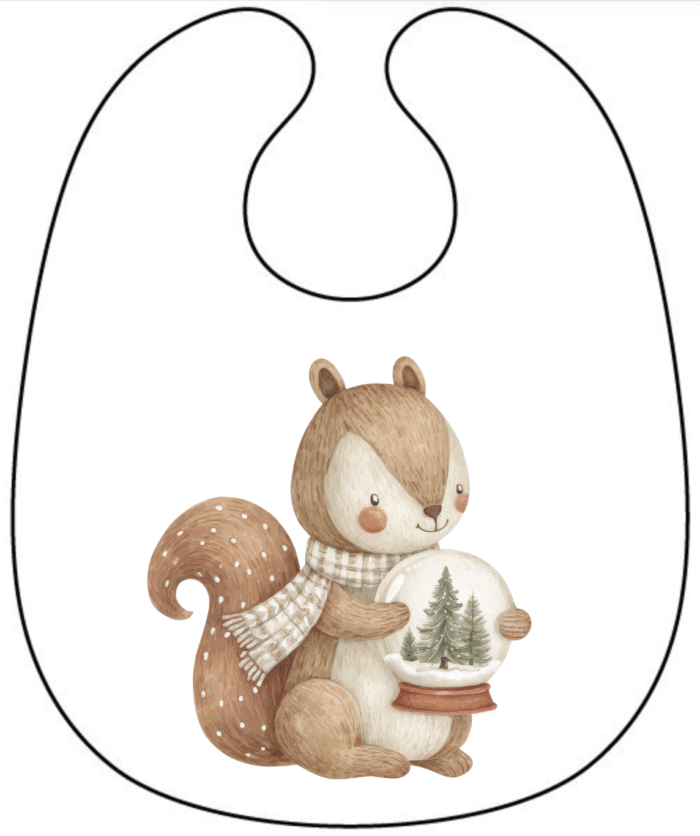 Panneau Bavoir de Noel Vintage Ecureuil