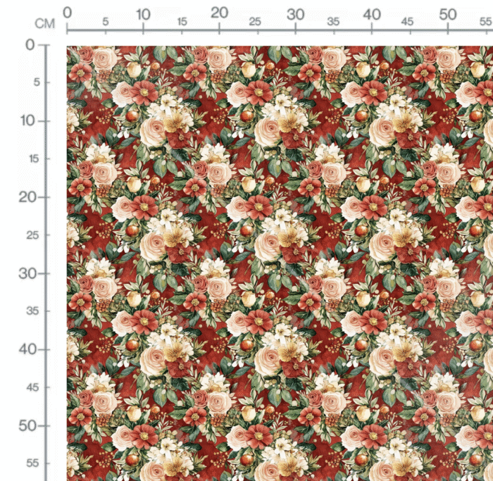 Tissu Imprimé Noel Fleuri Melanie, 10 tissus au choix – Image 2