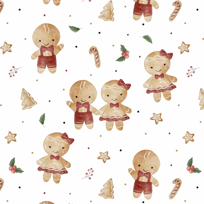 Tissu Imprimé Noel Biscuits Mignons, 11 tissus au choix