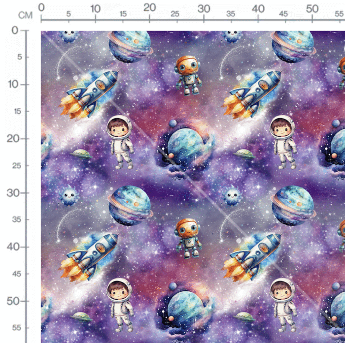 Tissu Imprimé Garçon Dans l'Espace Fusée, 10 tissus au choix – Image 2