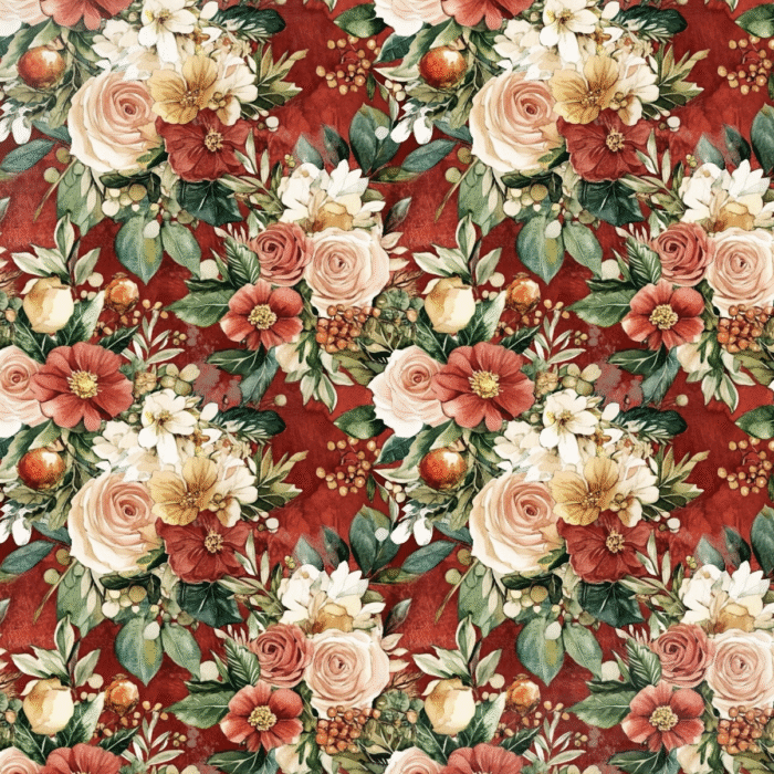Tissu Imprimé Noel Fleuri Melanie, 10 tissus au choix