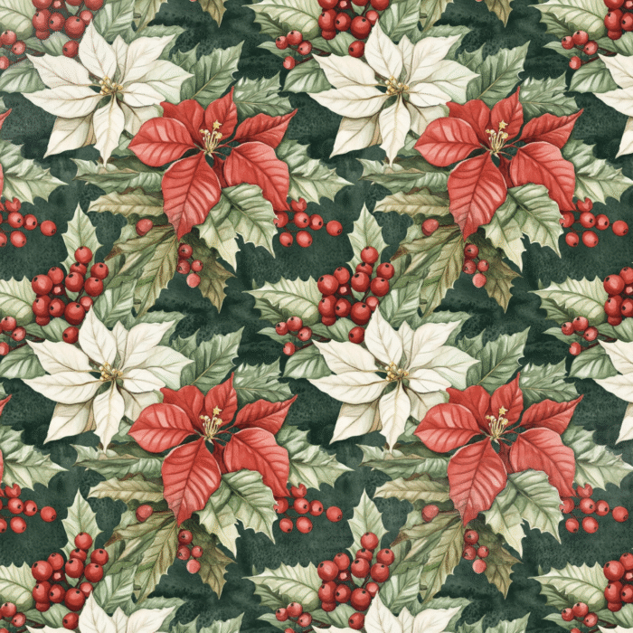 Tissu Imprimé Noel Fleuri Julia, 10 tissus au choix