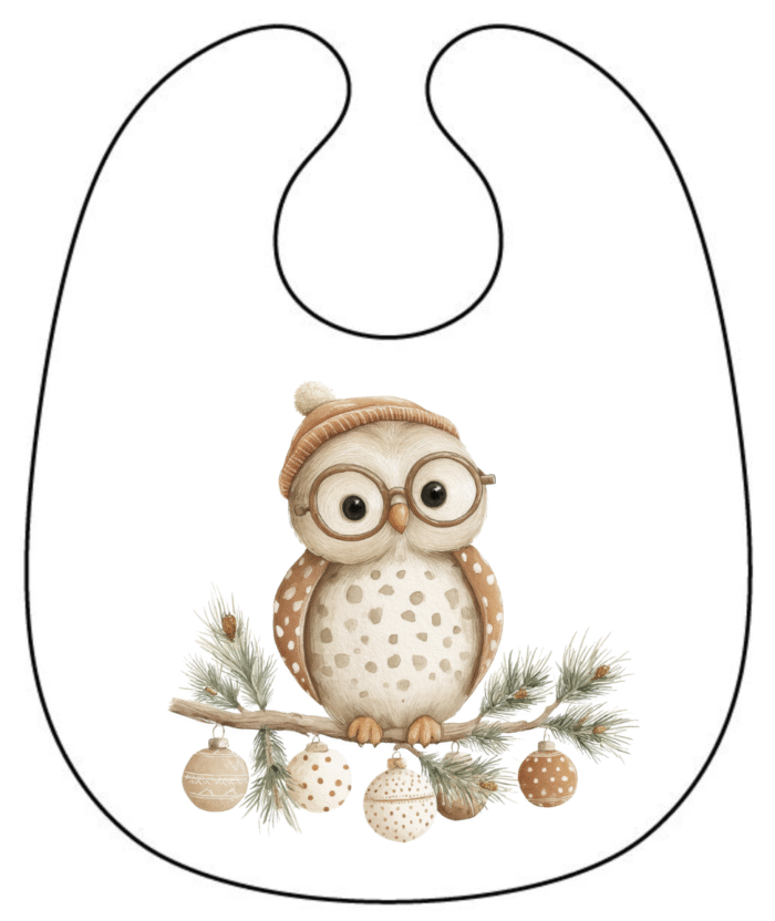 Panneau Bavoir de Noel Vintage Hibou