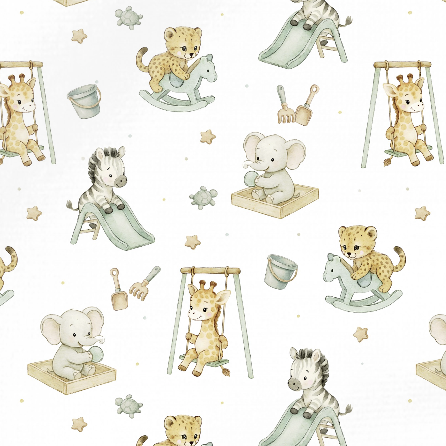 Tissu Imprimé Animaux Jungle Aire de Jeux, 10 tissus au choix