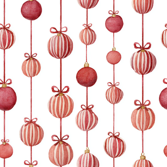 Tissu Imprimé Noel Poésie Boules Rouges, 10 tissus au choix