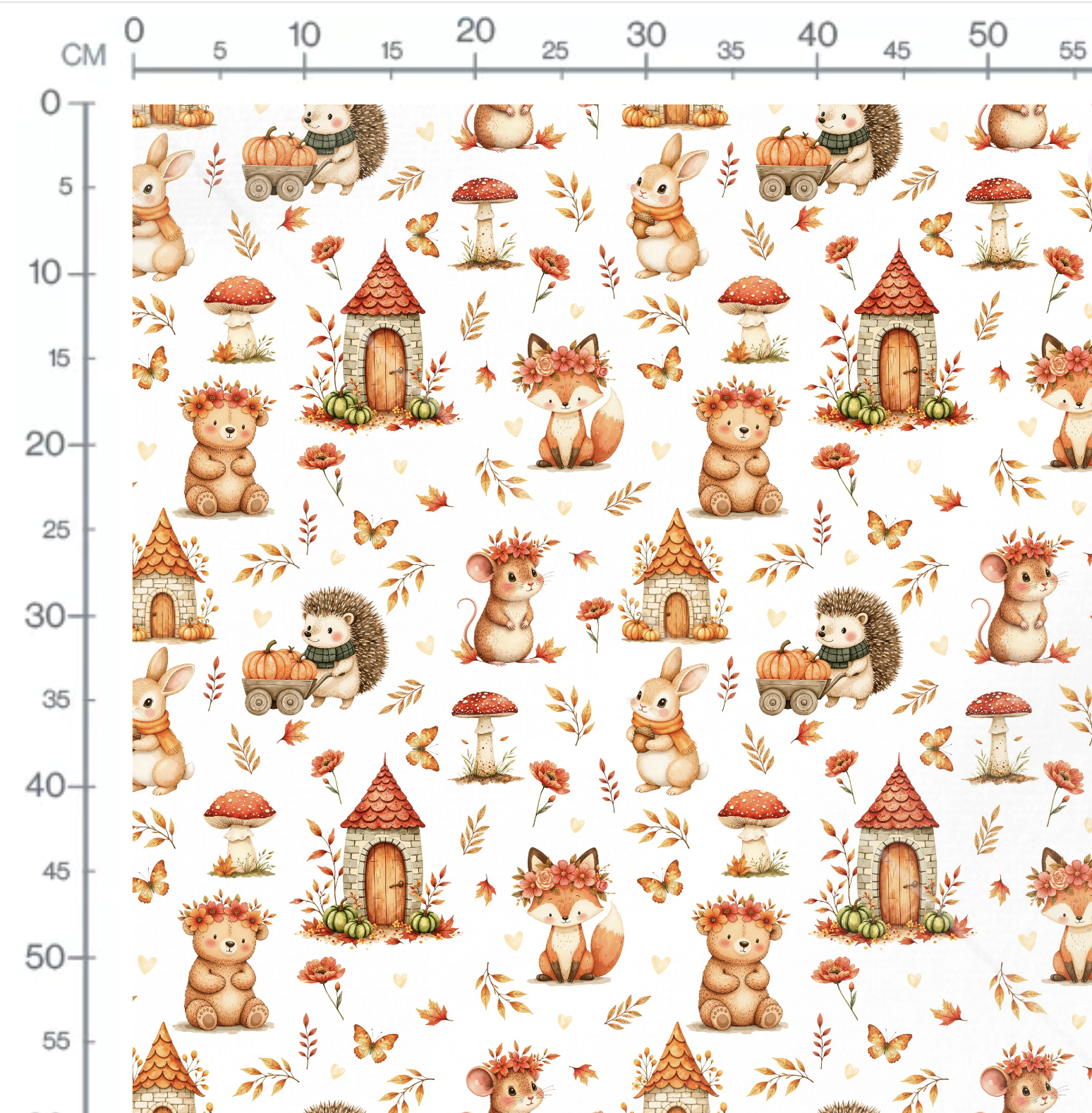 Tissu Imprimé Automne Animaux Mignons Feuilles, 11 tissus au choix – Image 2