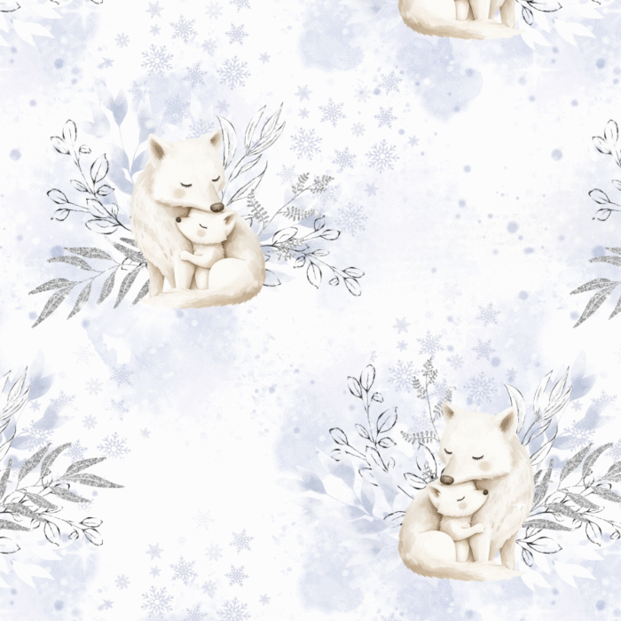 Tissu Imprimé Bébé Loup Feuilles, 10 tissus au choix