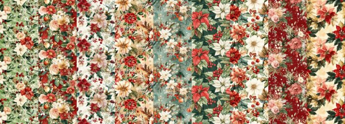 Tissu Imprimé Noel Fleuri Noemie, 10 tissus au choix – Image 3