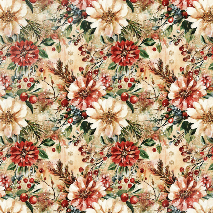 Tissu Imprimé Noel Fleuri Jessica, 10 tissus au choix