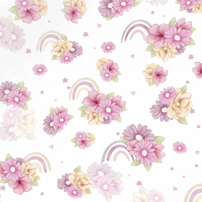 Tissu Imprimé Arc-en-ciel Fleurs Roses, 11 tissus au choix