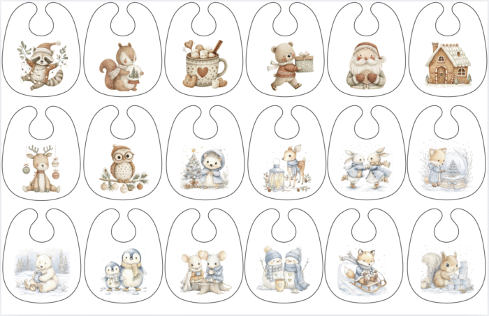 Lot de 18 Panneaux Bavoirs de Noel Vintage (1,50€/pièce)