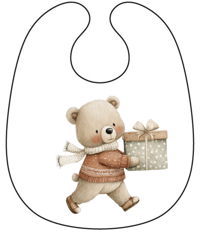 Panneau Bavoir de Noel Vintage Ourson