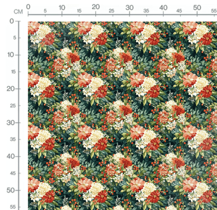 Tissu Imprimé Noel Fleuri Noemie, 10 tissus au choix – Image 2