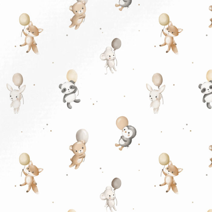 Tissu Imprimé Animaux Ballons Petits Blanc, 10 tissus au choix