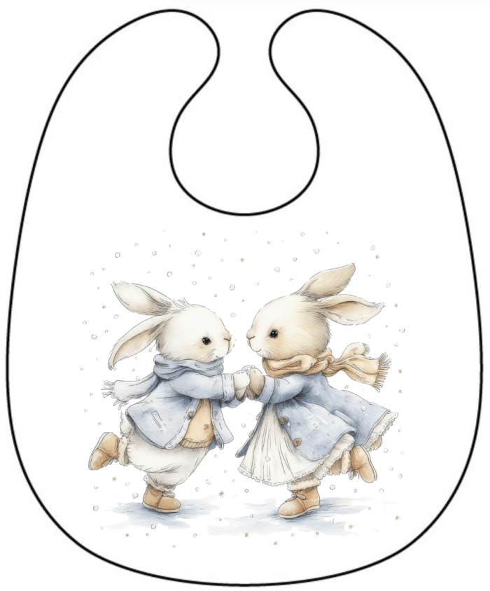Panneau Bavoir de Noel Vintage Lapins