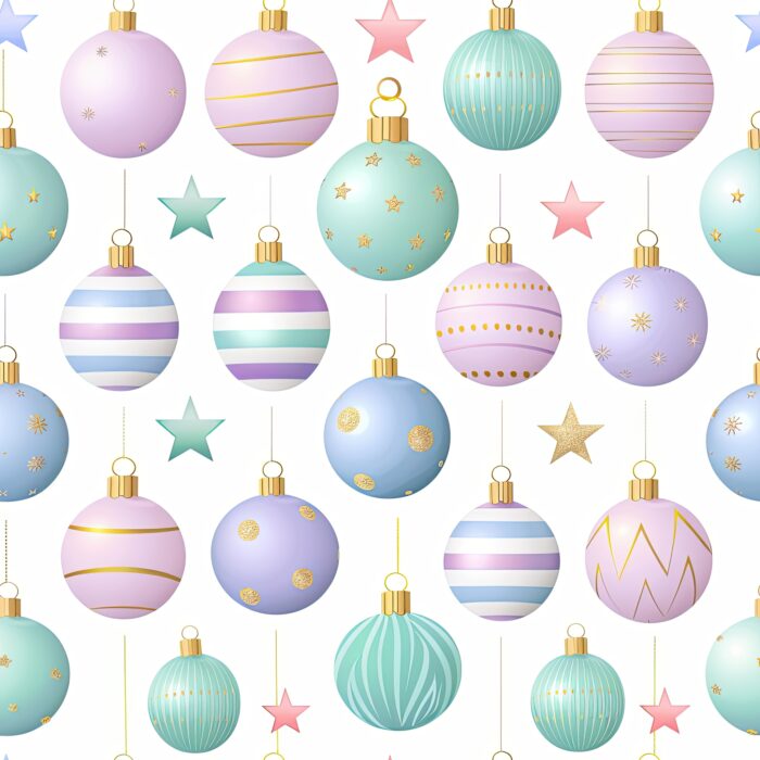 Tissu Imprimé Noel Boules Etoiles Pastel, 11 tissus au choix