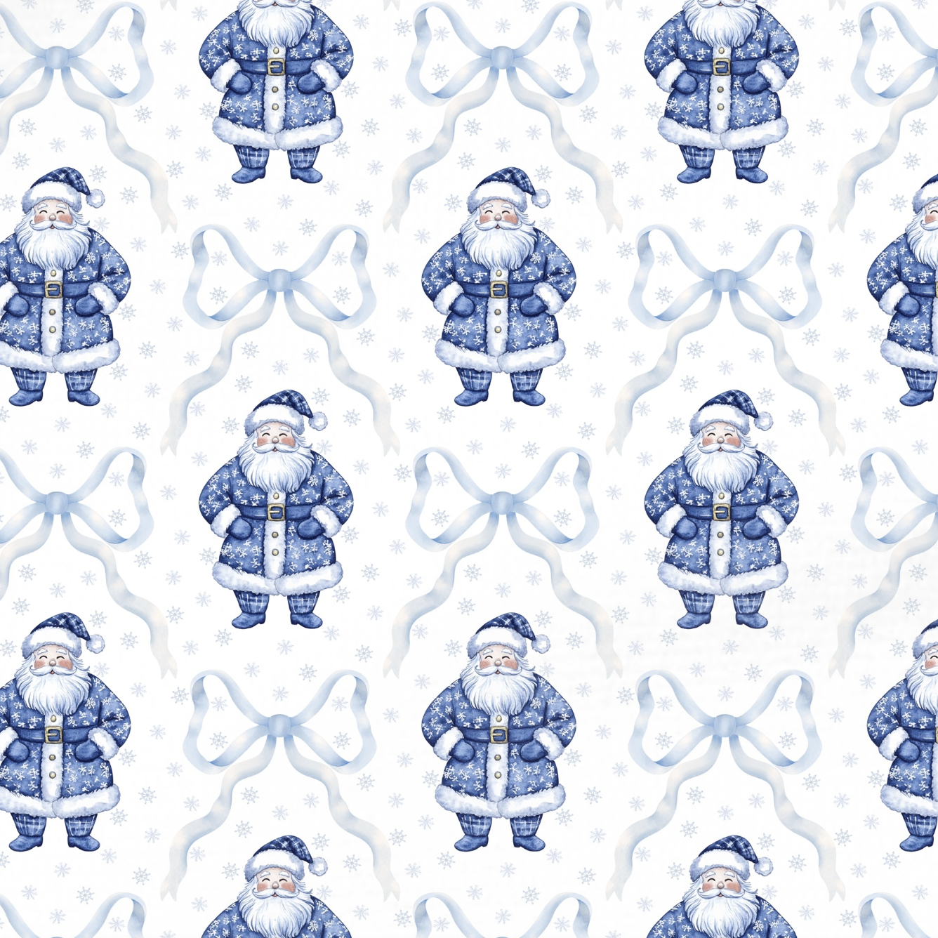 Tissu Imprimé Noel Bleu Toile de Jouy Santa, 11 tissus au choix