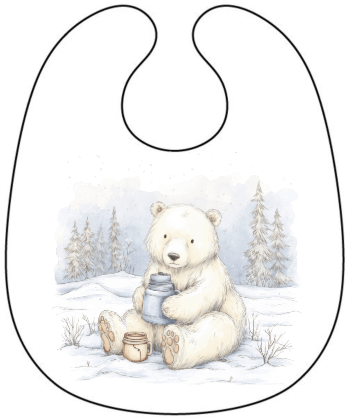 Panneau Bavoir de Noel Vintage Ours Blanc