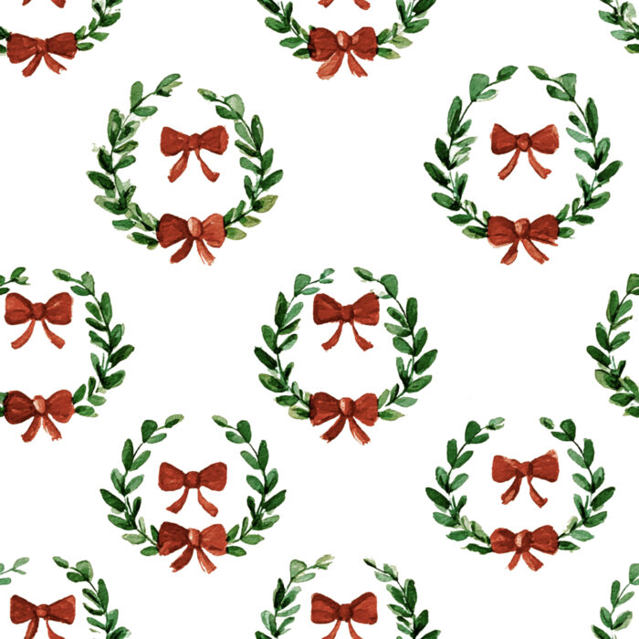 Tissu Imprimé Noel Poésie Couronne Feuilles, 10 tissus au choix