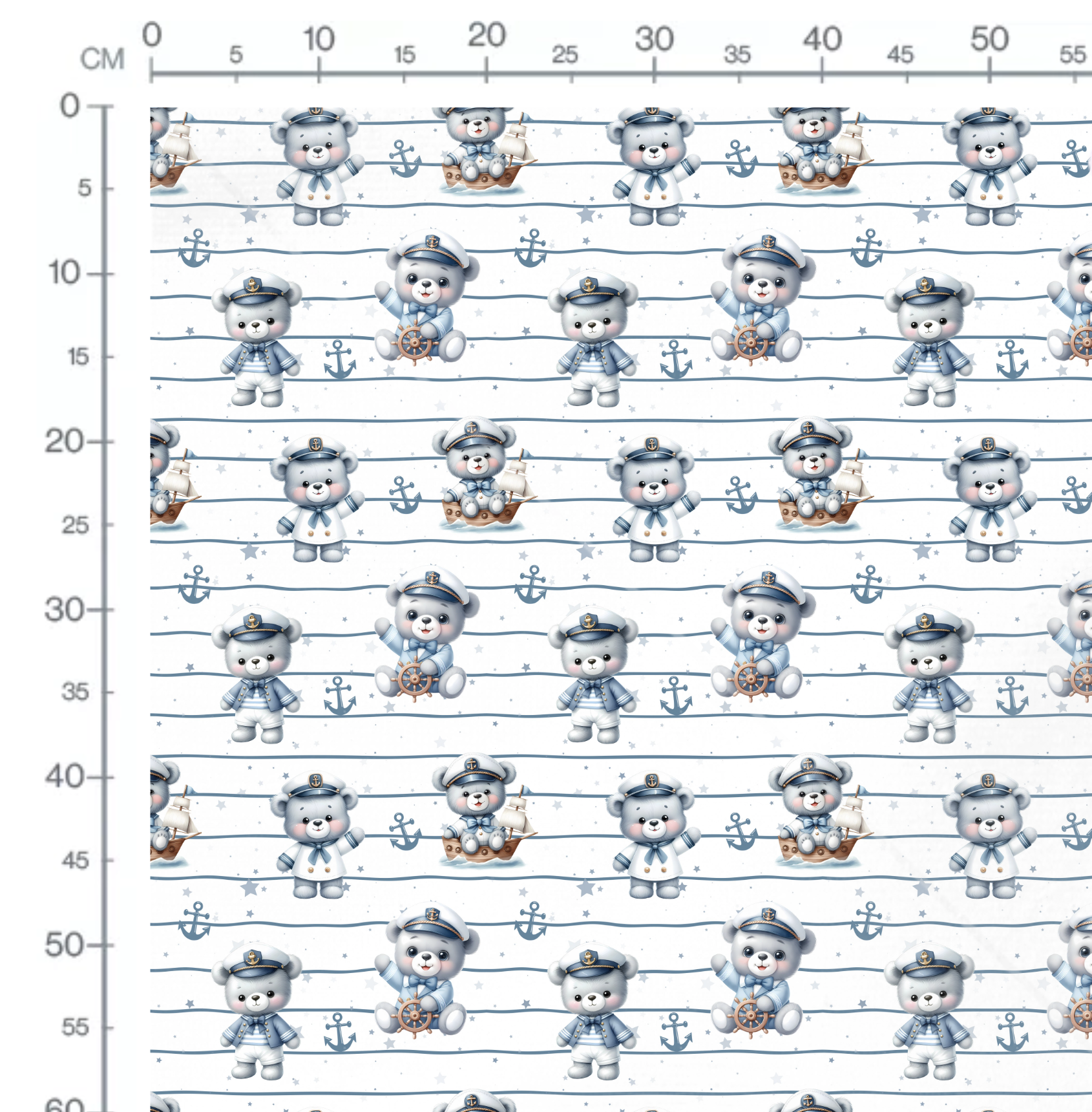 Tissu Imprimé Ourson Marin Capitaine, 11 tissus au choix – Image 2