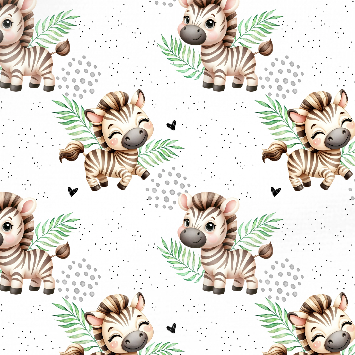 Tissu Imprimé Zebre Mignon Feuilles, 11 tissus au choix