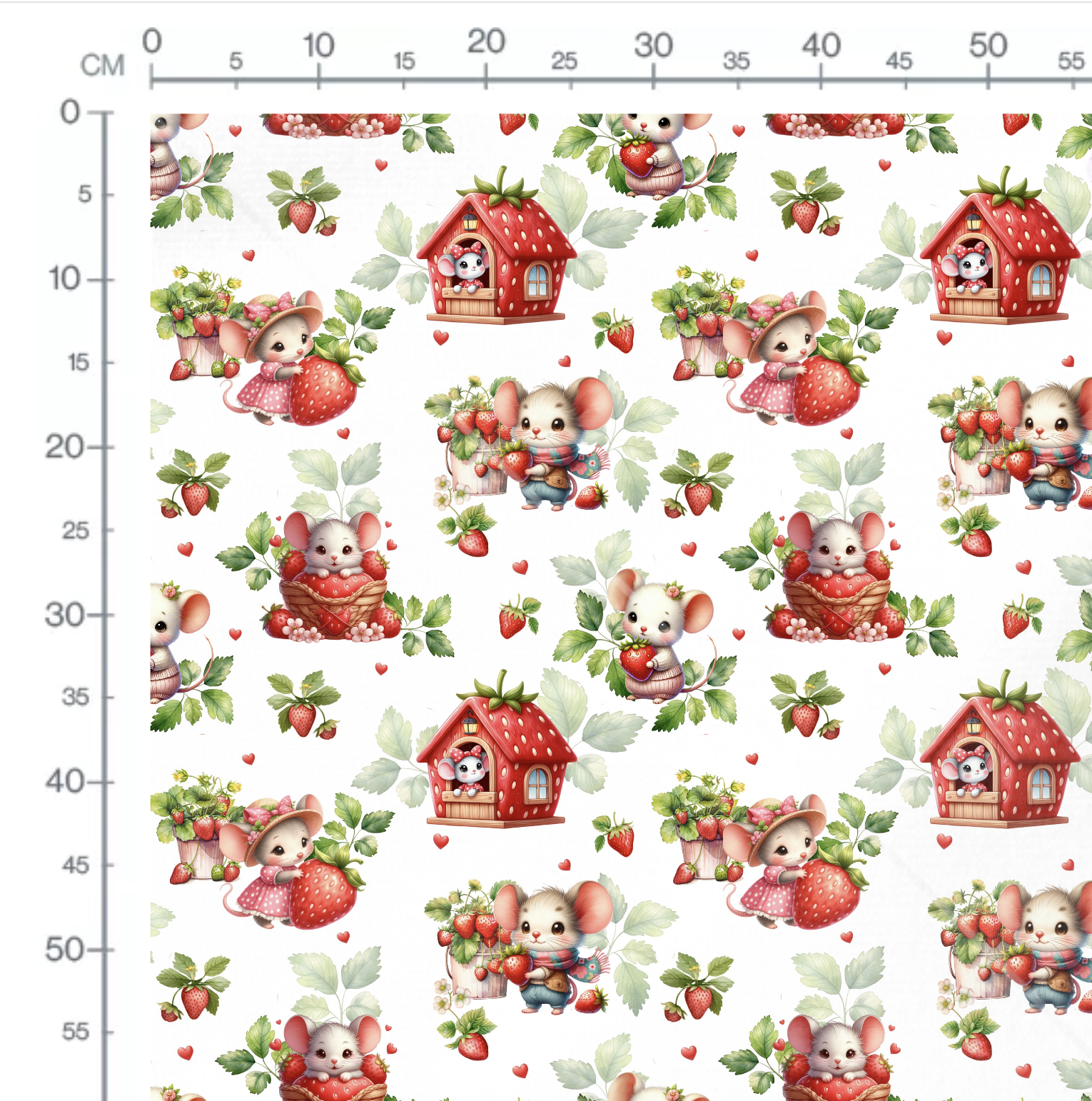Tissu Imprimé Fraises Souris Mignonne, 11 tissus au choix – Image 2
